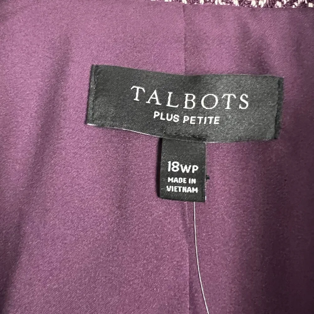 Talbots 18WP Woman Petite Melange Herringbone Blazer long-line jacket purple - Picture 9 of 11